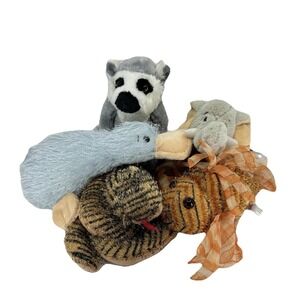 WEBKINZ LOT OF 5 ~ NO CODES ~ PLATYPUS, ELEPHANT, SNAKE, LION FISH, LEMUR ~ EUC